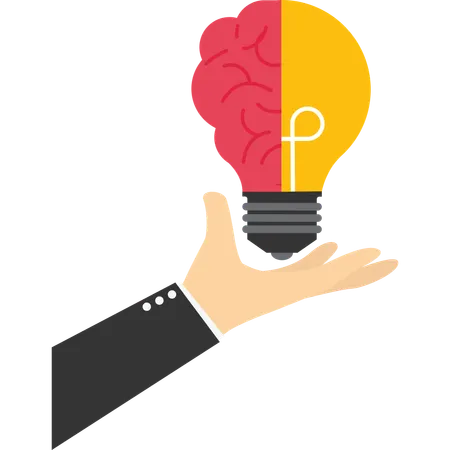 Hand Holding Lightbulb With Half Brain For Creative And Smart Thinking Idea Concept Illustration