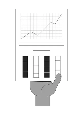 Hand holding line chart and column graphs infographic report  Illustration