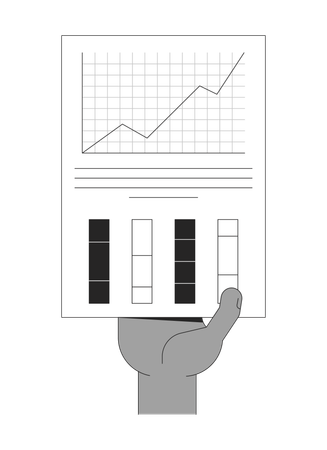 Hand holding line chart and column graphs infographic report  Illustration