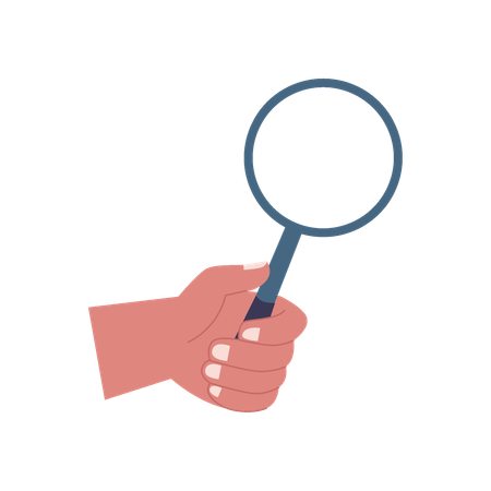 Hand holding magnifying glass  Illustration