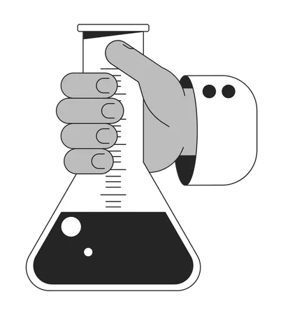 Hand holding measurement flask  Illustration