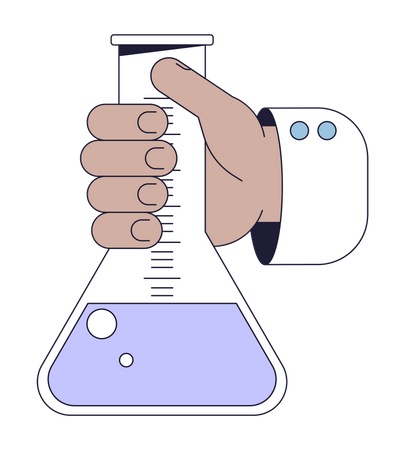 Hand holding measurement flask  Illustration