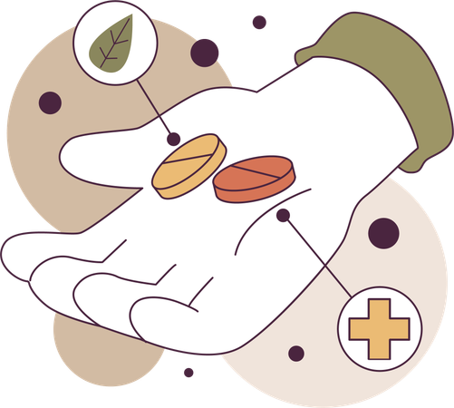 Hand holding medicine  Illustration