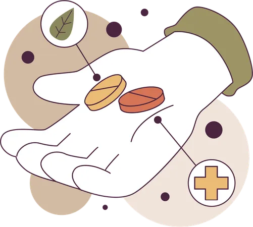 Hand holding medicine  Illustration
