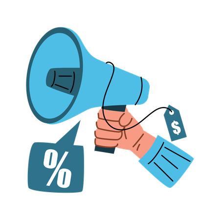 Hand holding  megaphone for promotion  Illustration