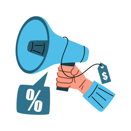 Hand holding  megaphone for promotion  Illustration