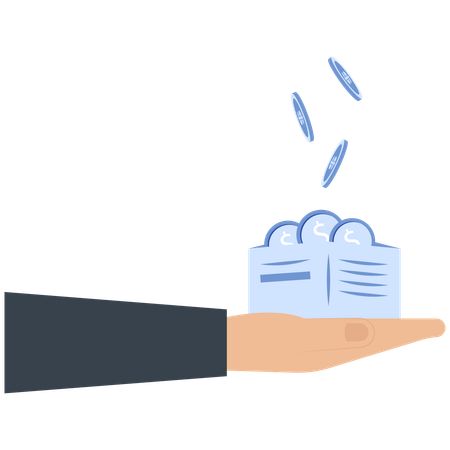 Hand Holding Money Box with Falling Coins  Illustration
