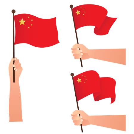 Hand Holding National China Flags  Illustration