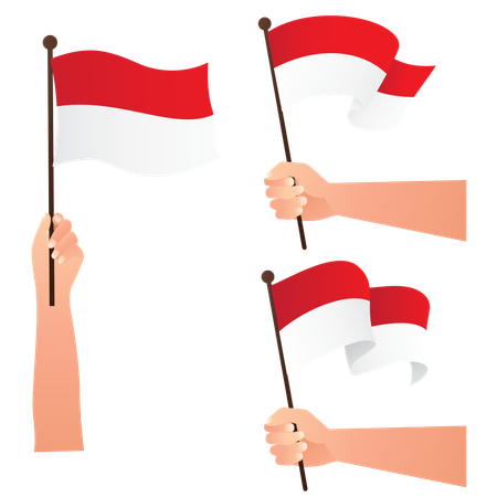 Hand Holding National Indonesia Flags  Illustration