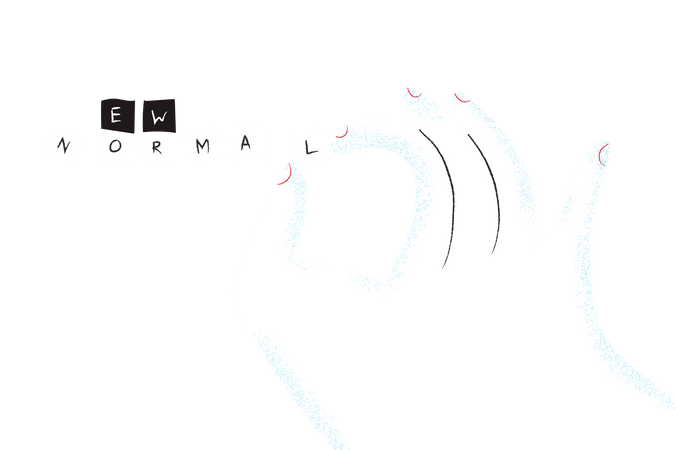 Hand holding new normal letters  Illustration