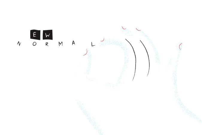 Hand holding new normal letters  Illustration