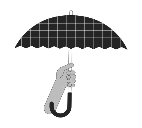 Hand holding opened umbrella  Illustration