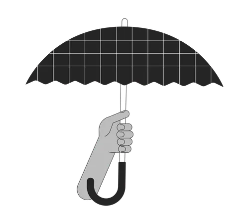 Hand holding opened umbrella  Illustration