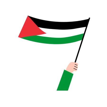 Hand Holding Palestine Flag  Illustration