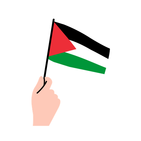 Hand Holding Palestine Flag  イラスト