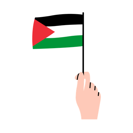Hand Holding Palestine Flag  イラスト