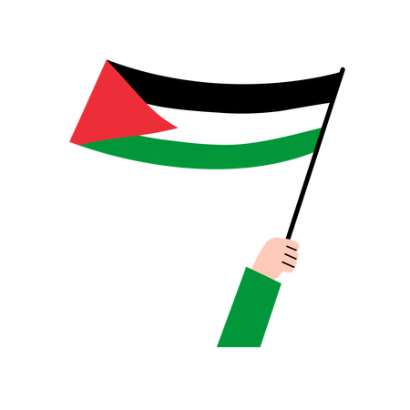 Hand Holding Palestine Flag  Illustration