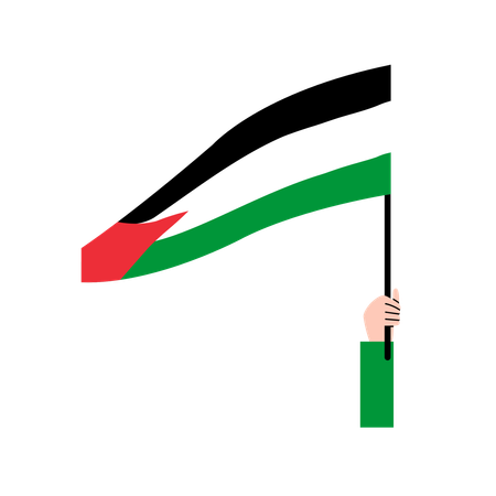 Hand Holding Palestine Flag  Illustration