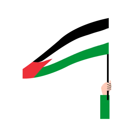 Hand Holding Palestine Flag  Illustration