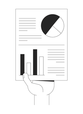 Hand holding pie and bar chart infographic report  Illustration