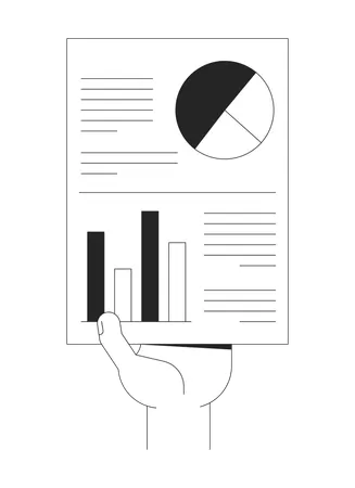 Hand holding pie and bar chart infographic report  Illustration