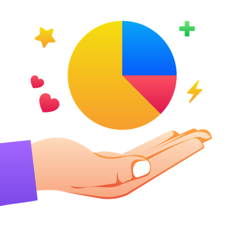 Hand holding pie chart  Illustration