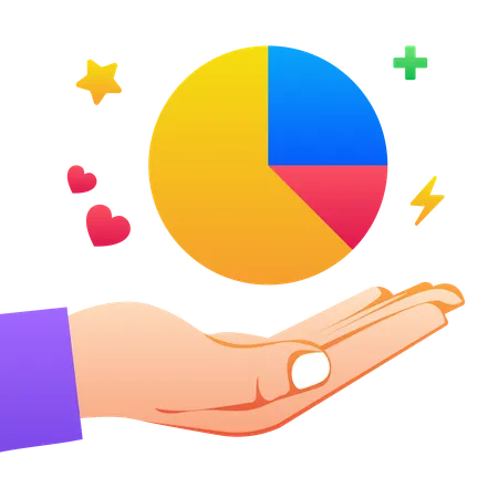 Hand holding pie chart  Illustration