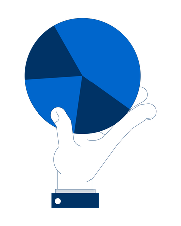 Hand holding pie chart segments  Illustration