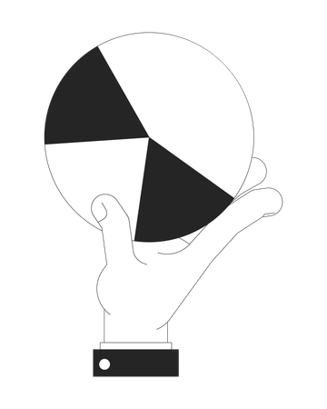 Hand holding pie chart segments  Illustration