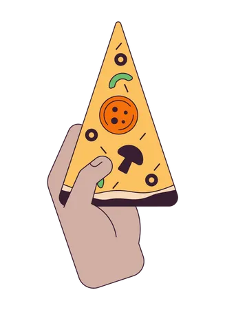 Hand holding pizza slice  Illustration