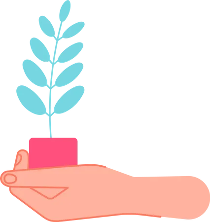 Hand holding plant pot  Illustration