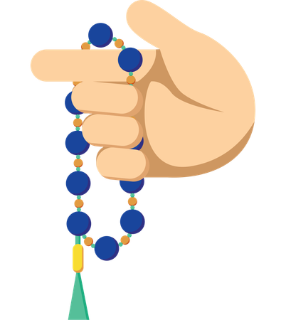 Hand Holding Prayer Beads  Illustration