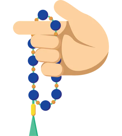 Capture The Essence Of Devotion With This Vibrant Illustration Featuring A Hand Delicately Holding Prayer Beads Ideal For Ramadan Themed Content Spiritual Blogs And Religious Educational Materials Illustration