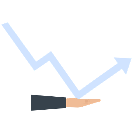 Hand Holding Rising Arrow  Illustration