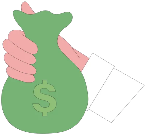 Hands Gesture Vector Illustration Character Hand Holding Sack With Money Coins Cash Making Donations Paying Counting Giving Currency And Other Financial Activity Finance Occupations Concept イラスト