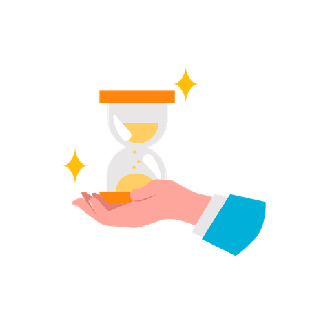 Hand holding sand time  Illustration