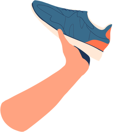 Hand holding shoes  Illustration