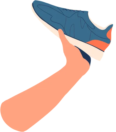 Hand holding shoes  Illustration