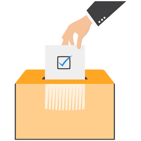 Hand holding shredding ballot  Illustration