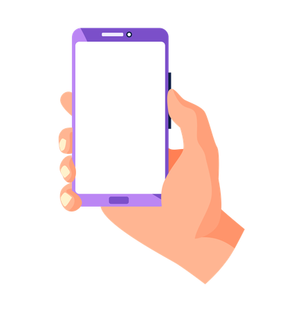 Hand holding smartphone and touching screen  Illustration