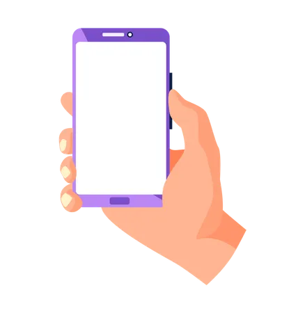 Hand holding smartphone and touching screen  Illustration