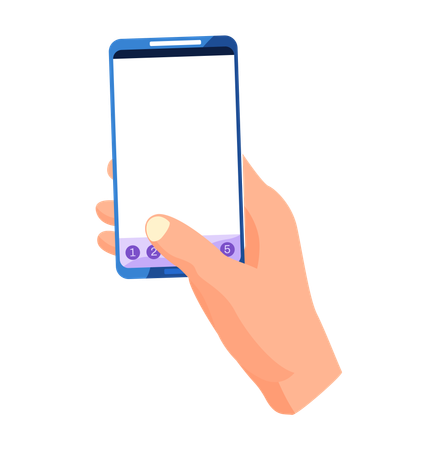 Hand holding smartphone and touching screen  Illustration