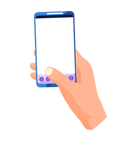 Hand holding smartphone and touching screen  Illustration