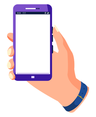 Hand holding smartphone touching screen  Illustration