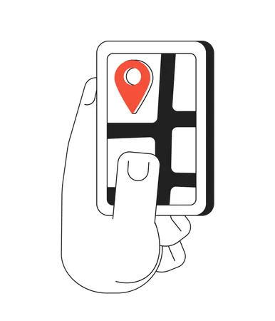 Hand holding smartphone with gps  Illustration
