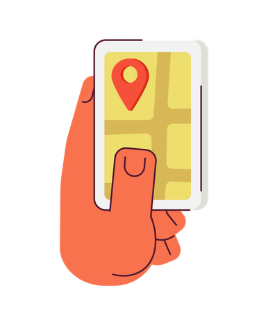 Hand holding smartphone with gps  Illustration