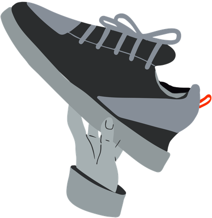 Hand holding sneaker  Illustration