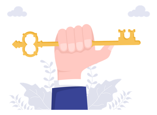 Hand holding success key  Illustration