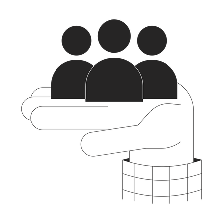 Hand holding three symbolic human figures  Illustration