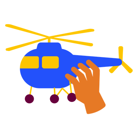 Hand holding toy helicopter  Illustration